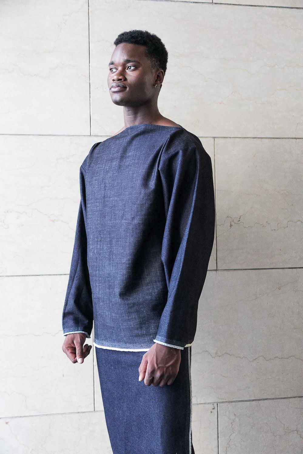 Zerobarracento Long sleeves bateau collar shirt