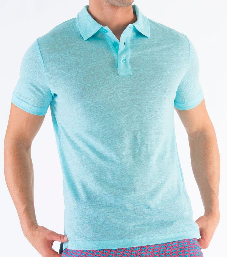 Zeybra POLO UOMO LINO ACQUA