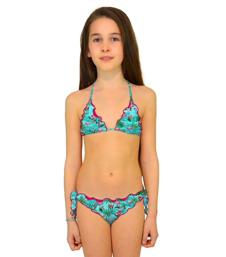 Zeybra SLIP BAMBINA ARRICCIATO FENICOTTERI ACQUA