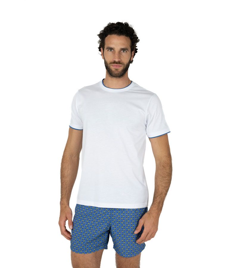 Zeybra T-SHIRT DOPPIO COLLO 100% COTONE BIANCO
