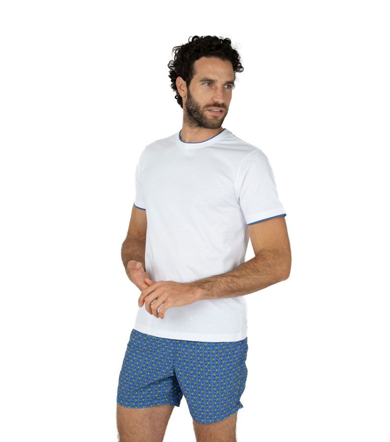 Zeybra T-SHIRT DOPPIO COLLO 100% COTONE BIANCO
