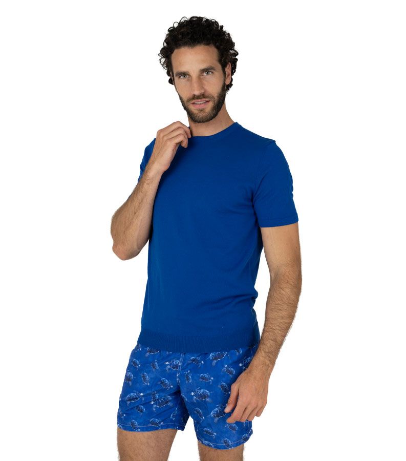 Zeybra T-SHIRT UOMO 100% COTONE CRÈPE INCHIOSTRO