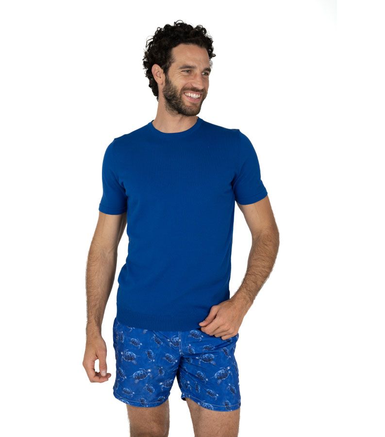 Zeybra T-SHIRT UOMO 100% COTONE CRÈPE INCHIOSTRO