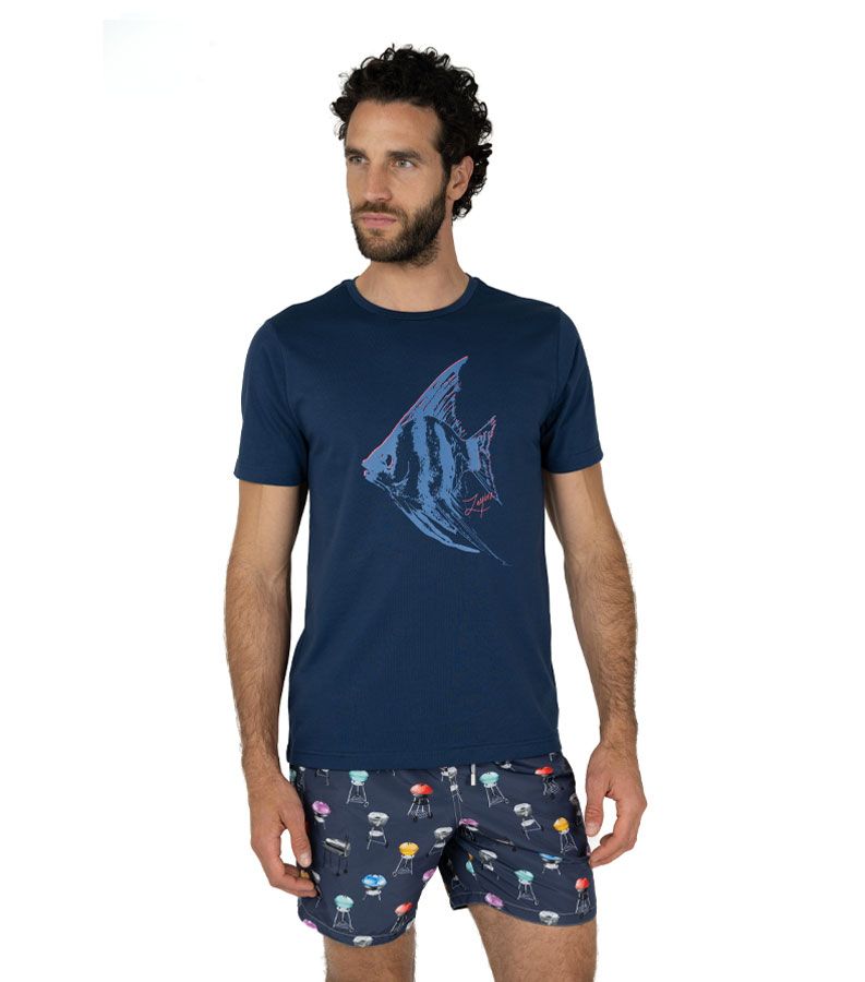 Zeybra T-SHIRT UOMO 100% COTONE SUPIMA BLU