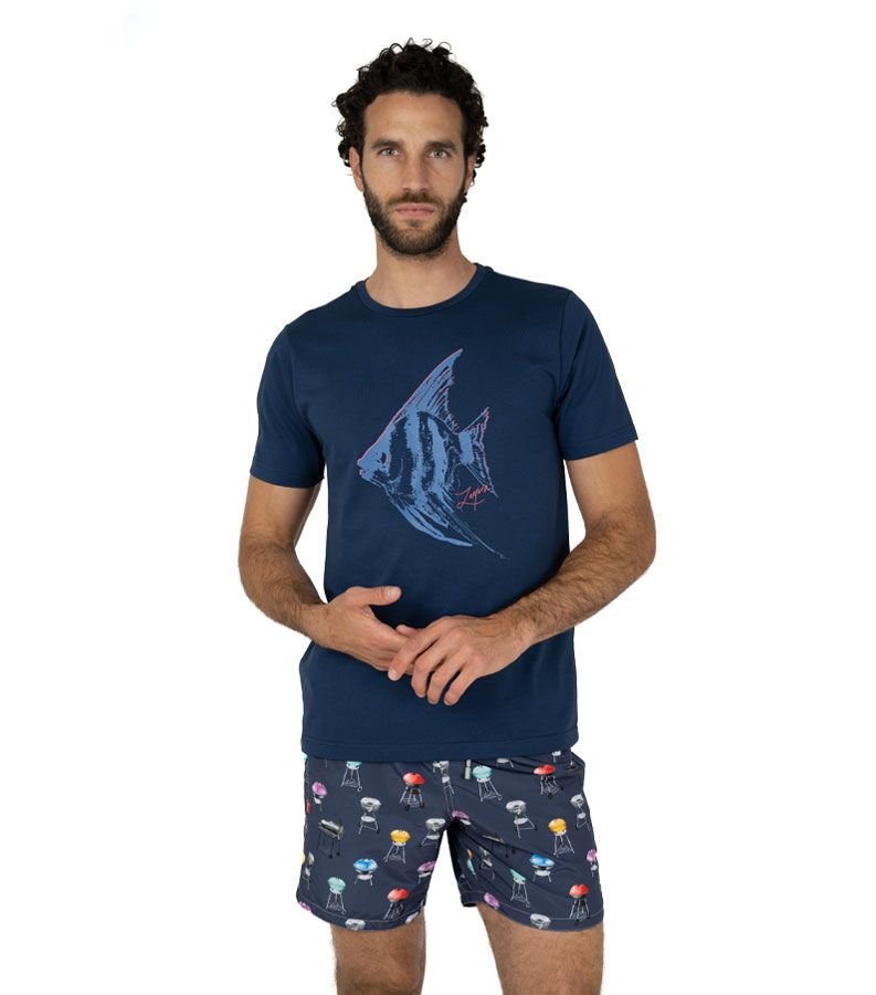 Zeybra T-SHIRT UOMO 100% COTONE SUPIMA BLU