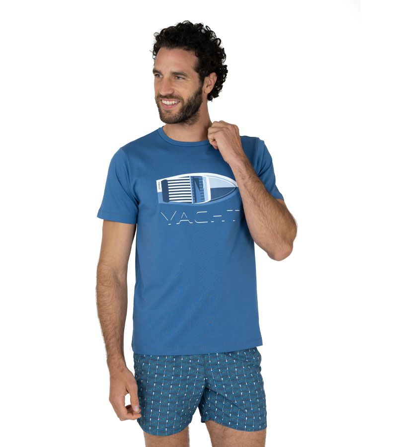 Zeybra T-SHIRT UOMO 100% COTONE SUPIMA INDIGO