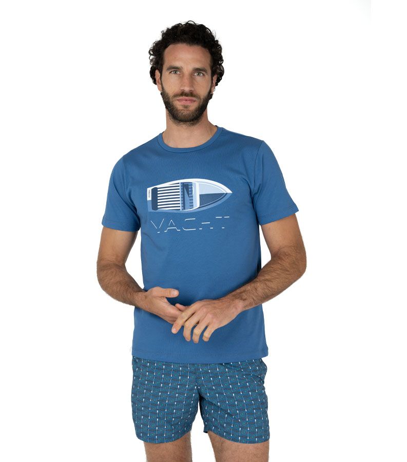 Zeybra T-SHIRT UOMO 100% COTONE SUPIMA INDIGO