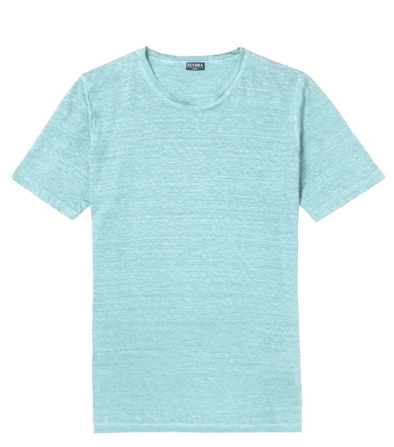 Zeybra T-SHIRT UOMO LINO ACQUA