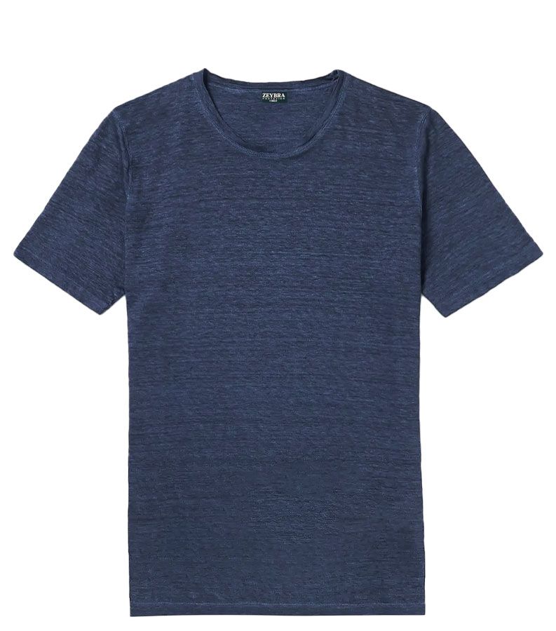 Zeybra T-SHIRT UOMO LINO BLU