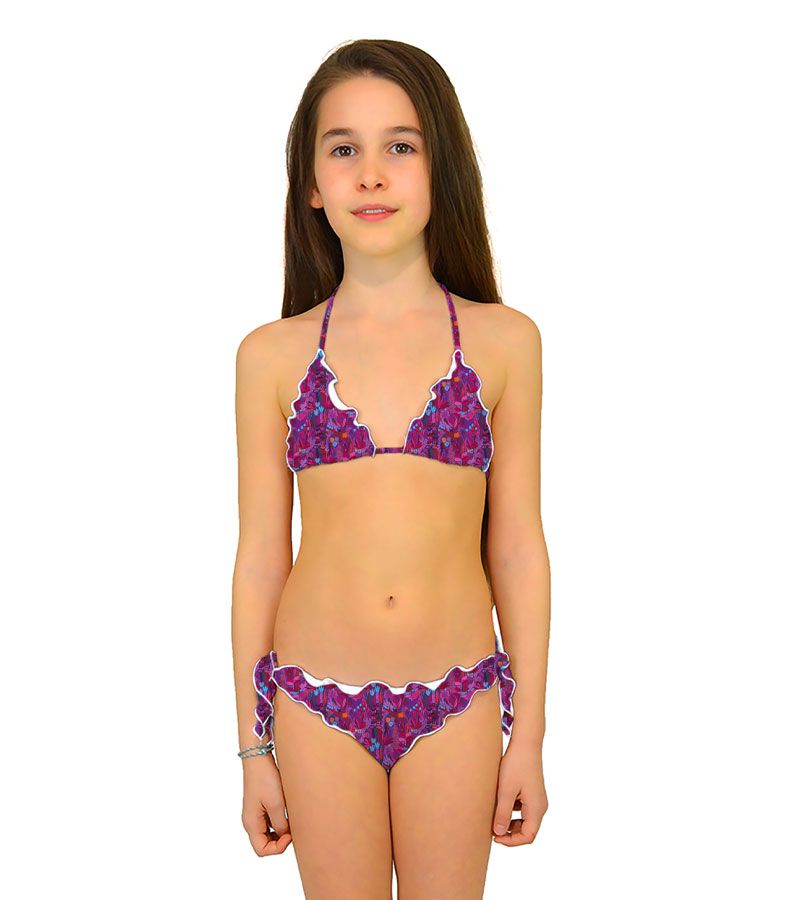 Zeybra TRIANGOLO BAMBINA ARRICCIATO BOTANIC FUXIA