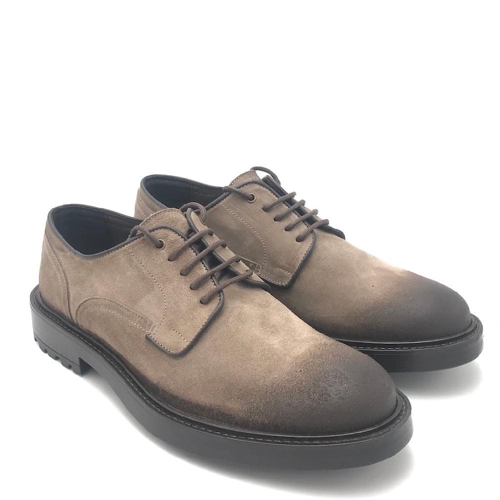 Zulian Calzature Allacciata In Crosta Anticata Taupe