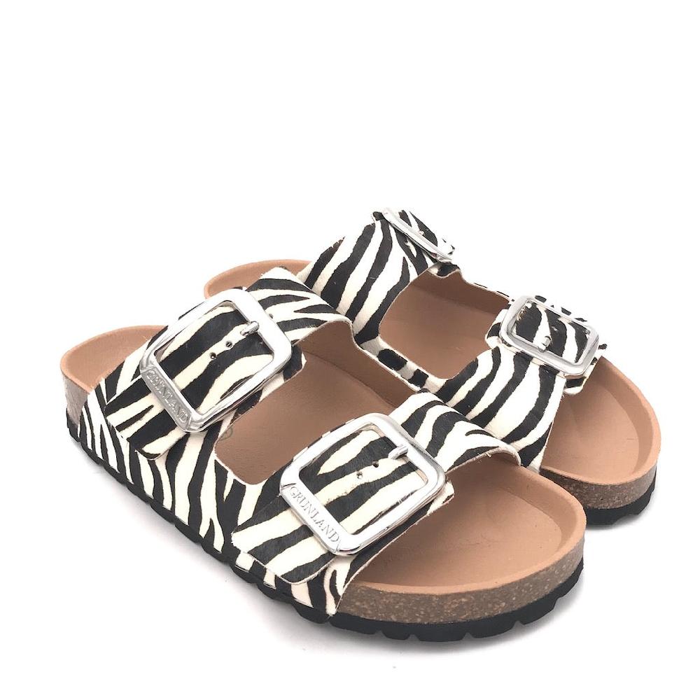 Zulian Calzature Ciabatta Enny Doppia Fibbia Cavallino Zebrato