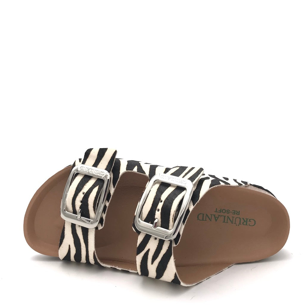 Zulian Calzature Ciabatta Enny Doppia Fibbia Cavallino Zebrato