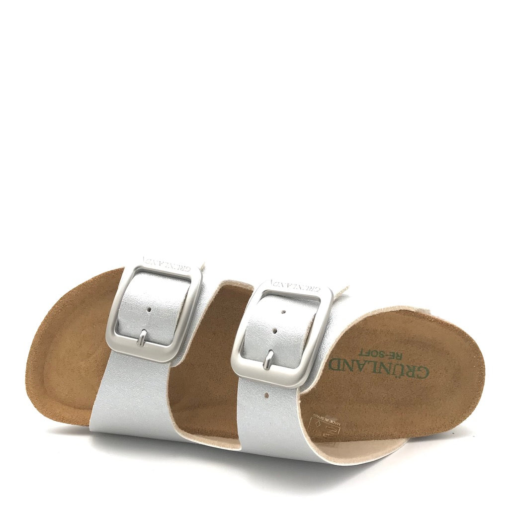 Zulian Calzature Ciabatta Sara Doppia Fibbia Argento