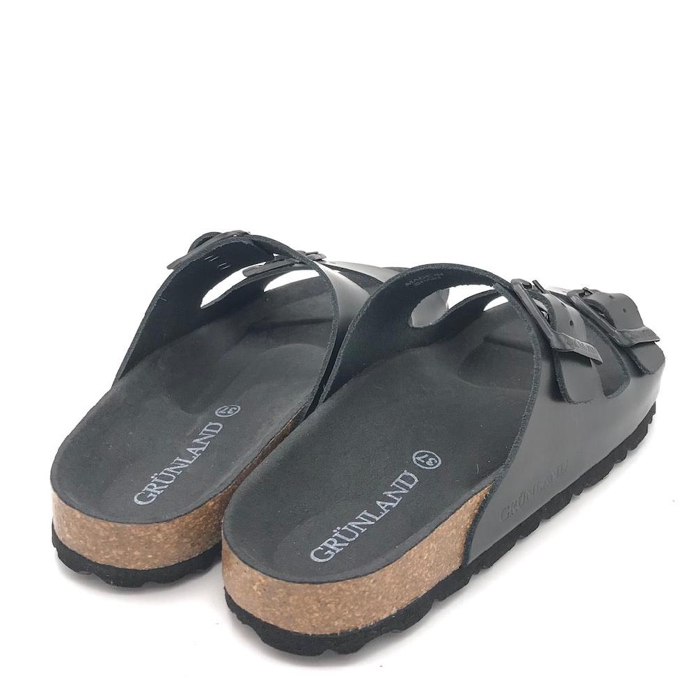 Zulian Calzature Ciabatta Sara Doppia Fibbia Pelle Nera