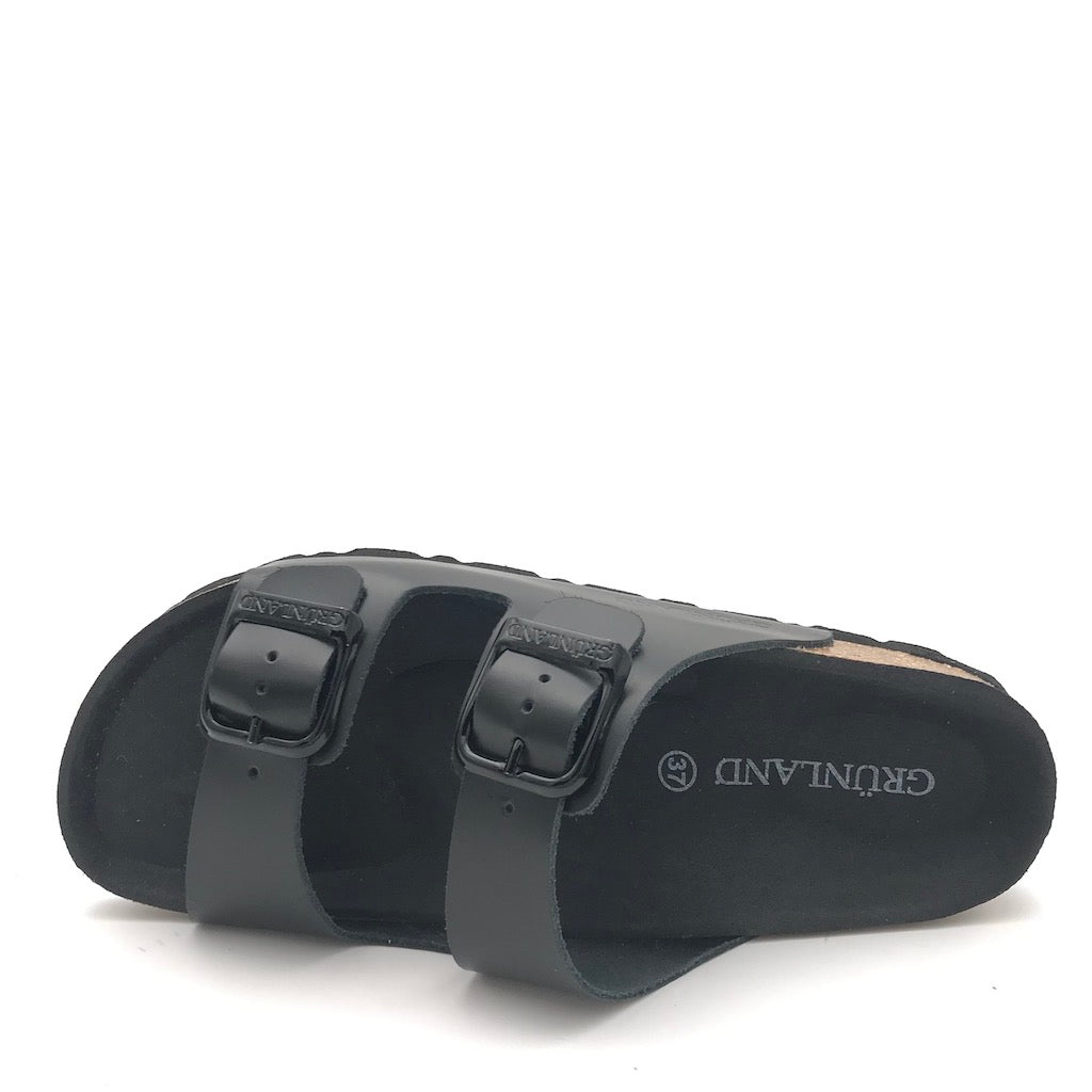 Zulian Calzature Ciabatta Sara Doppia Fibbia Pelle Nera