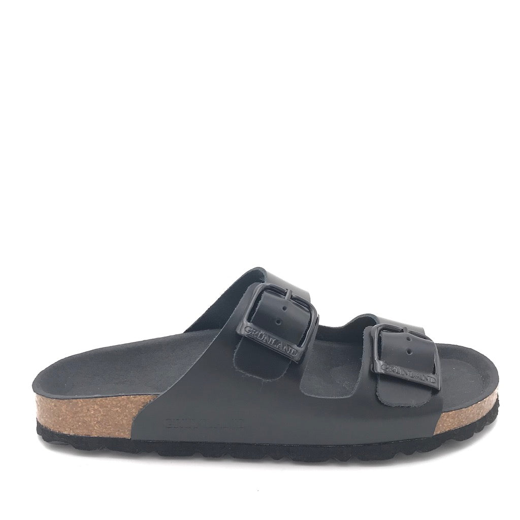 Zulian Calzature Ciabatta Sara doppia fibbia pelle nera