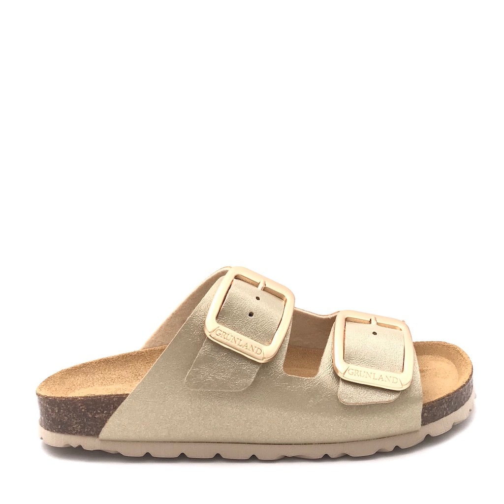 Zulian Calzature Ciabatta Sara doppia fibbia platino