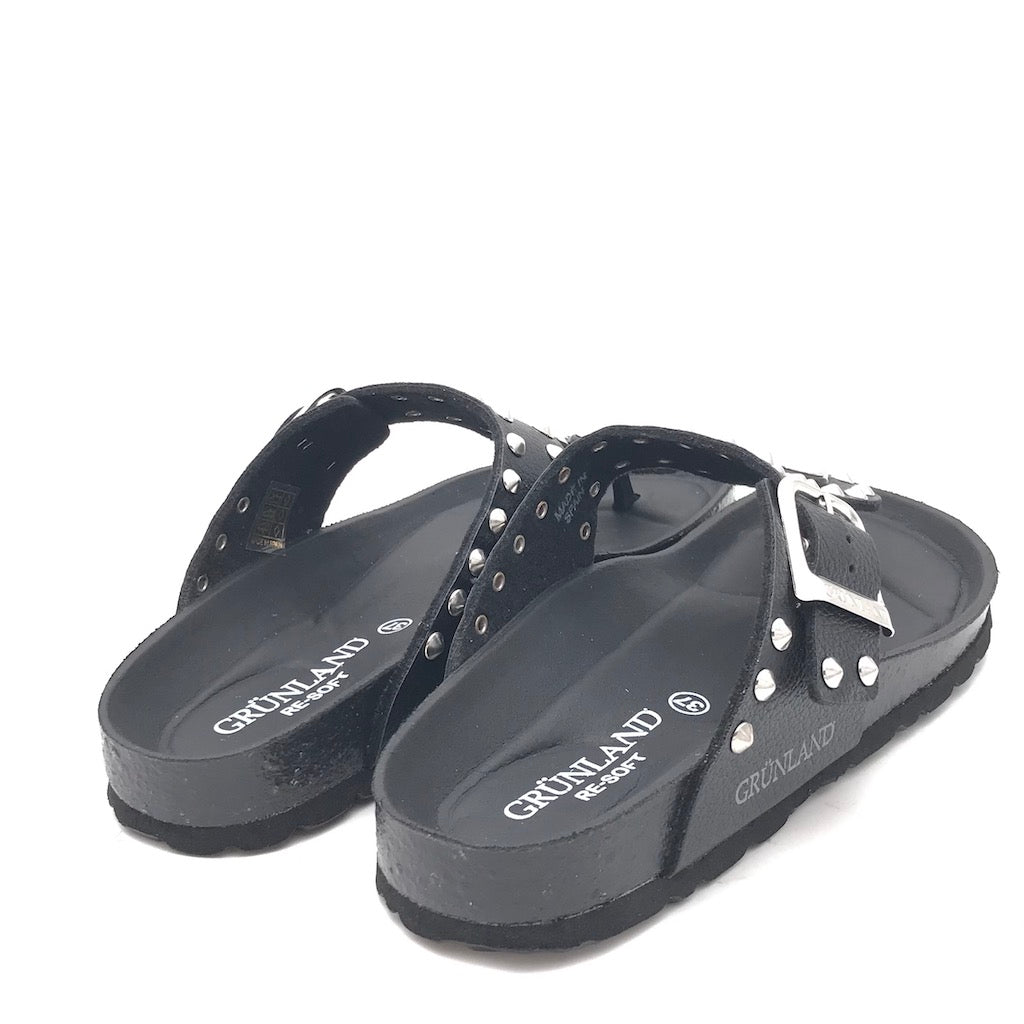 Zulian Calzature Ciabatta Sara Infradito Nera Borchie