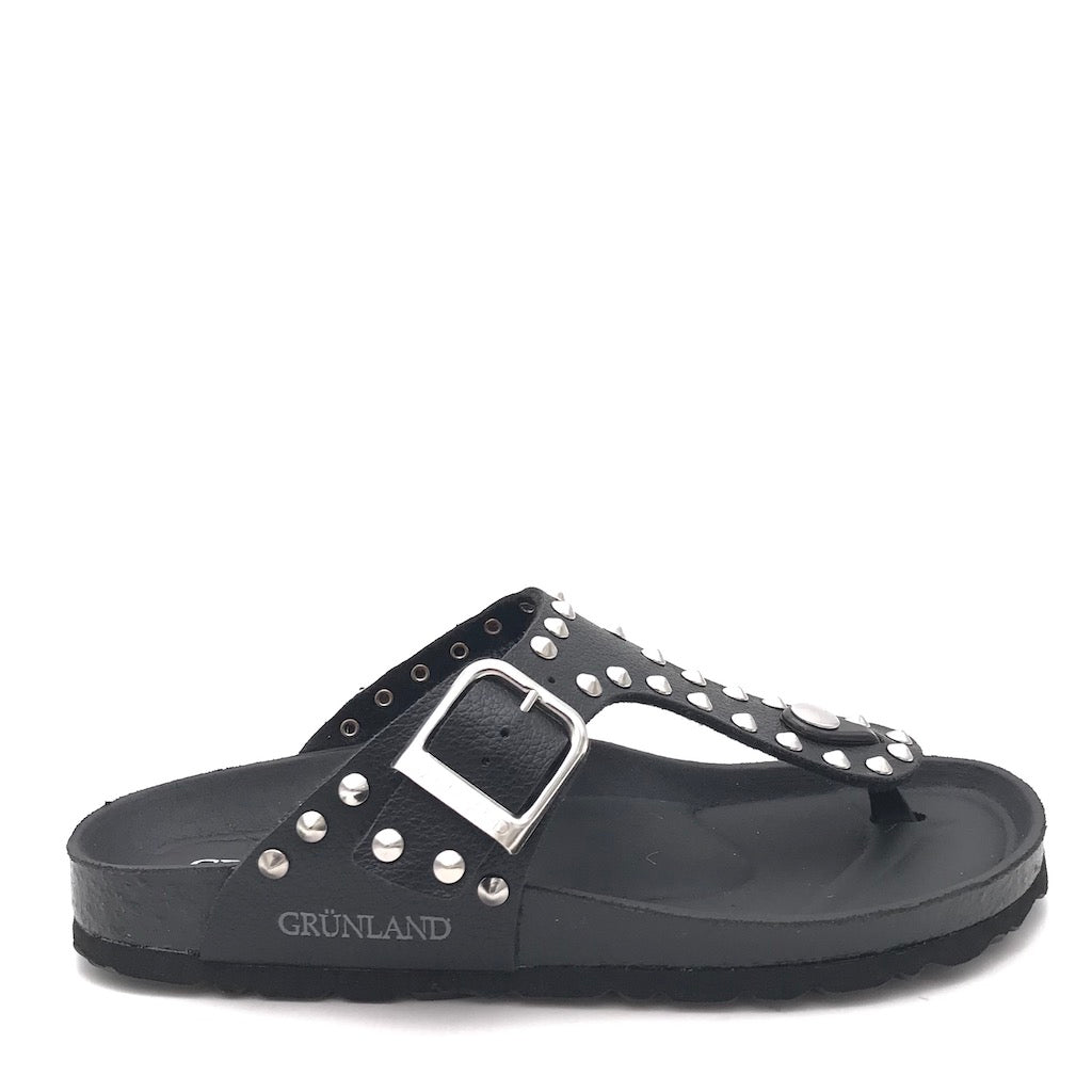 Zulian Calzature Ciabatta Sara infradito nera borchie