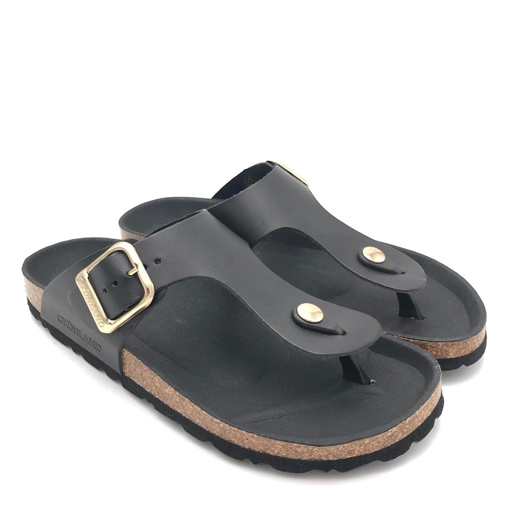 Zulian Calzature Ciabatta Sara Infradito Pelle Nera