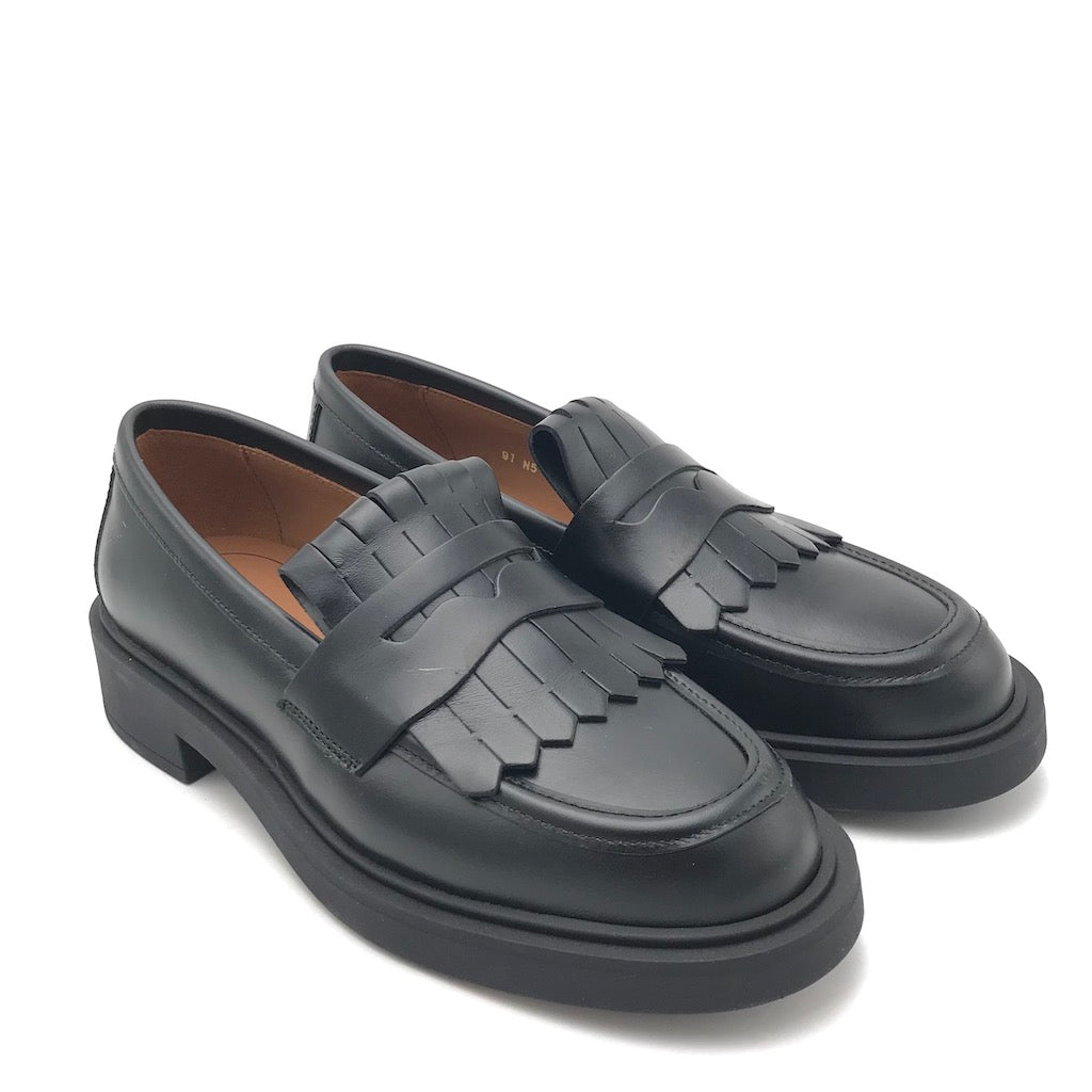 Zulian Calzature Mocassino College Frangia In Pelle Nera