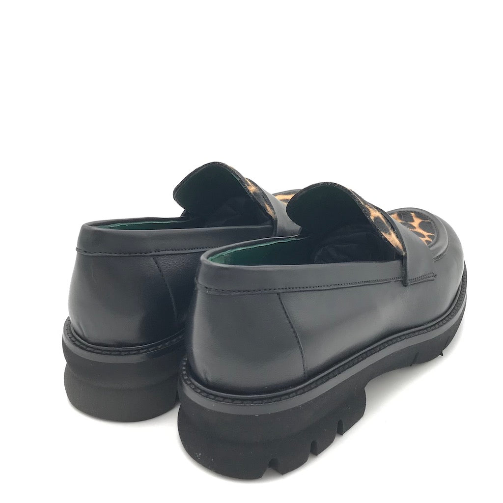 Zulian Calzature Mocassino Nero Cavallino Animalier