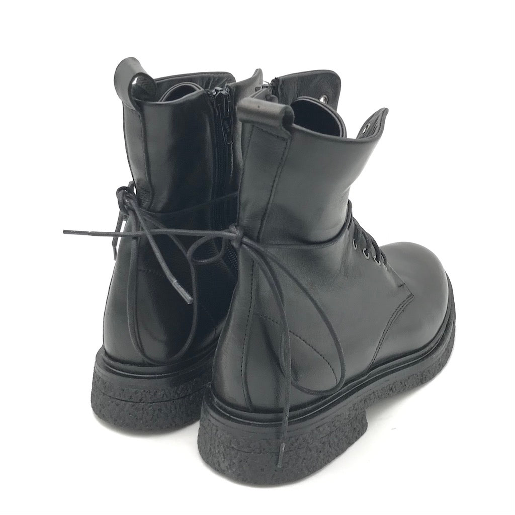 Zulian Calzature Anfibio In Pelle Nera