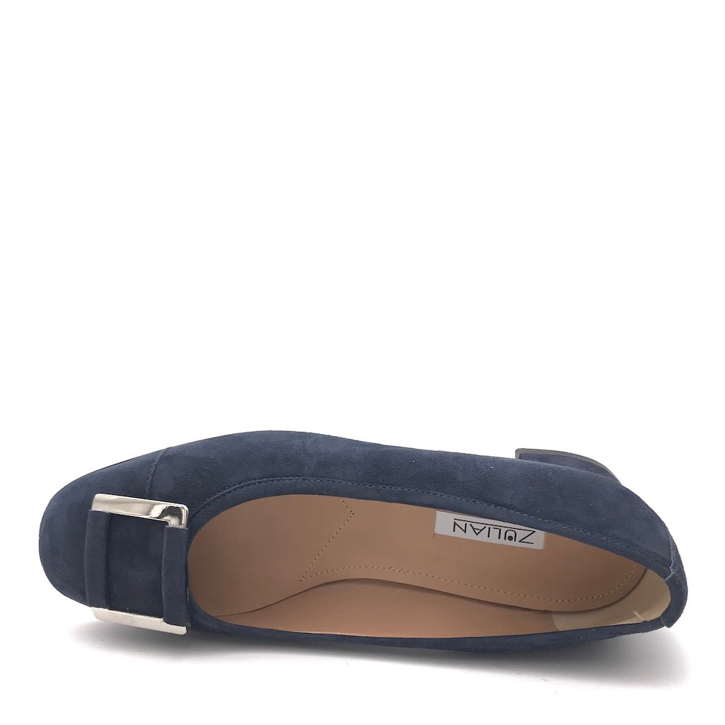 Zulian Calzature Ballerina In Camoscio Blu