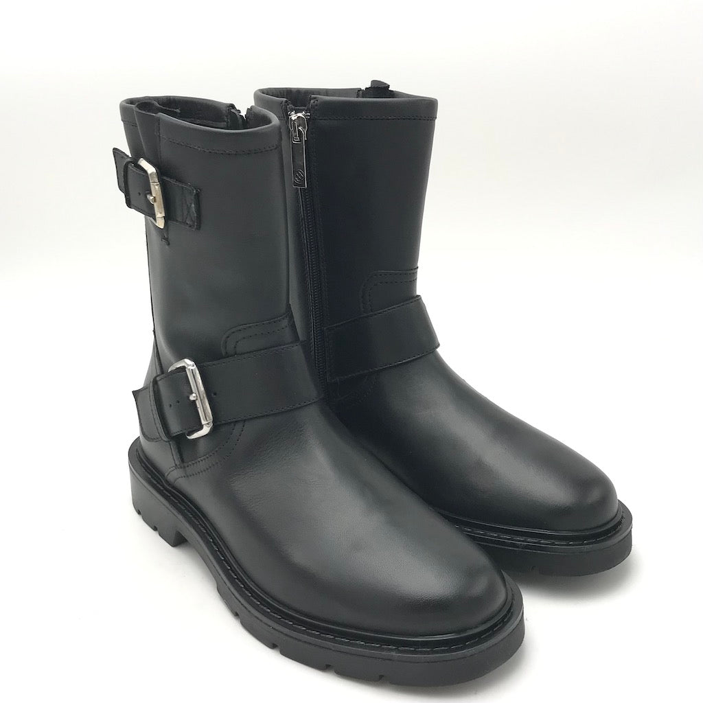 Zulian Calzature Biker In Pelle Nera