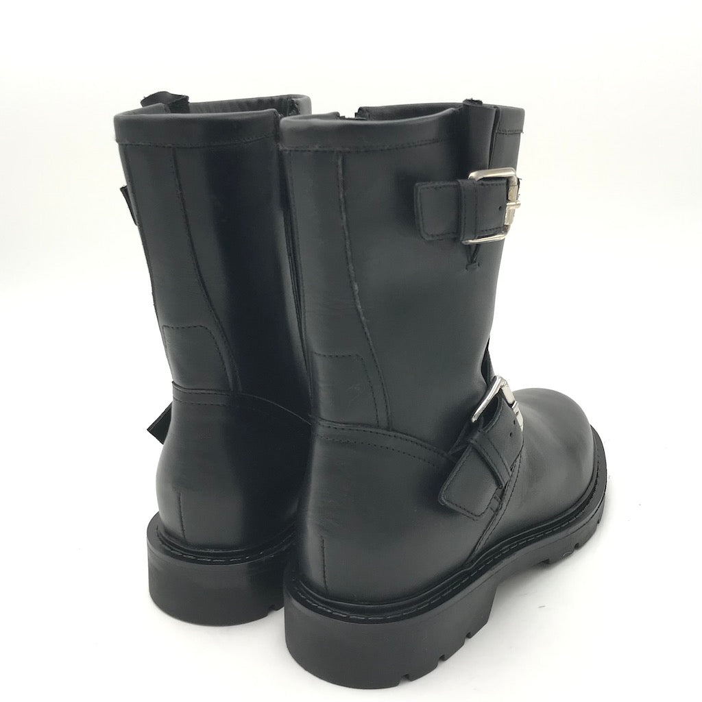 Zulian Calzature Biker In Pelle Nera