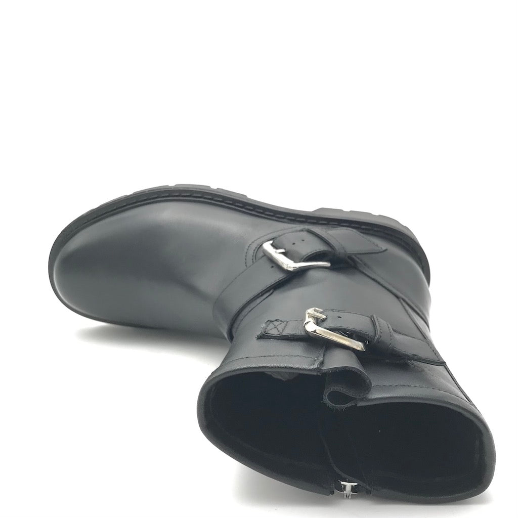 Zulian Calzature Biker In Pelle Nera