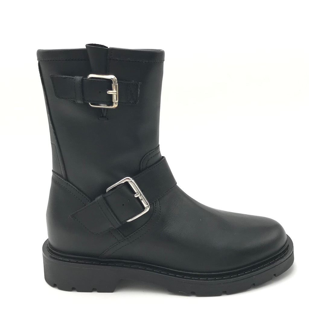 Zulian Calzature Biker in pelle nera