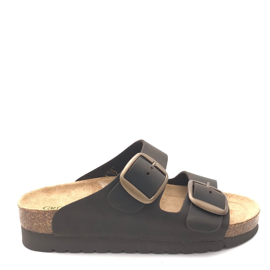 Zulian Calzature Ciabatta Hola doppia fibbia moro