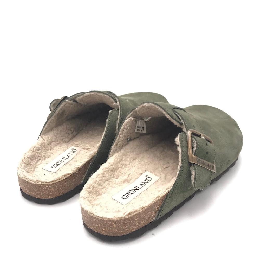 Zulian Calzature Ciabatta Sara Shearling Oliva