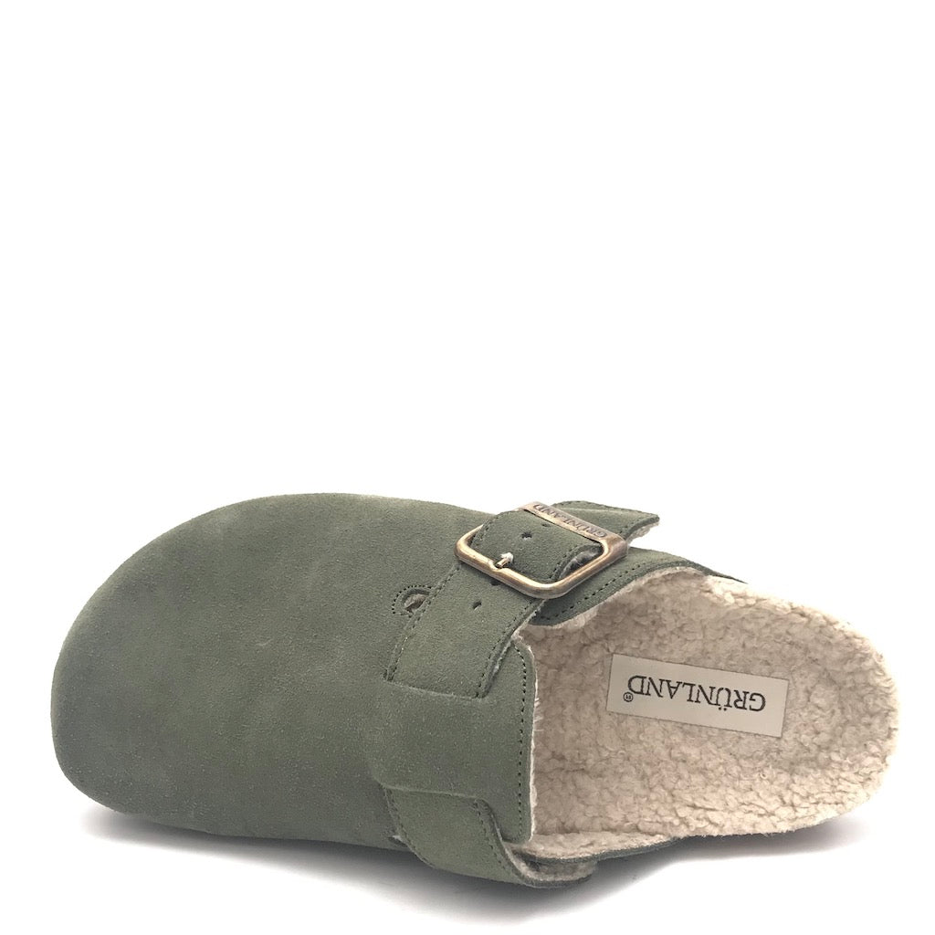 Zulian Calzature Ciabatta Sara Shearling Oliva