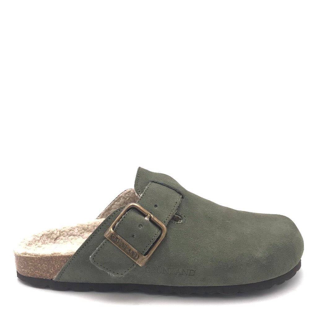 Zulian Calzature Ciabatta Sara shearling oliva