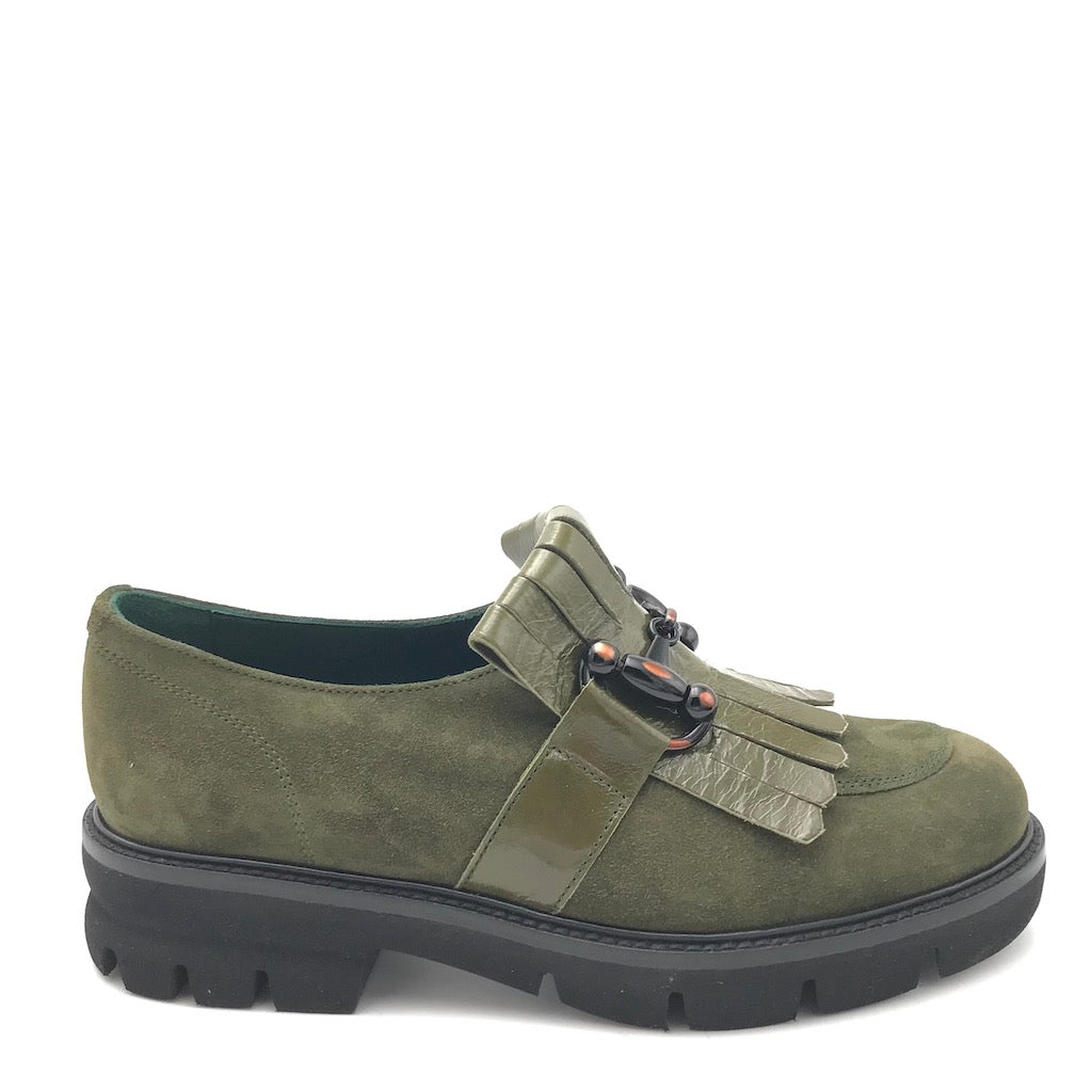 Zulian Calzature Mocassino in camoscio verde bosco