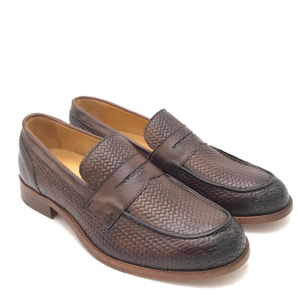 Zulian Calzature Mocassino Intrecciato Fango