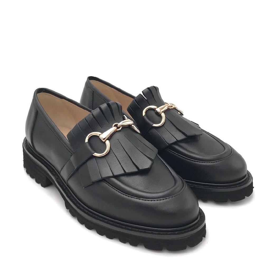 Zulian Calzature Mocassino Lina Frangia Nero