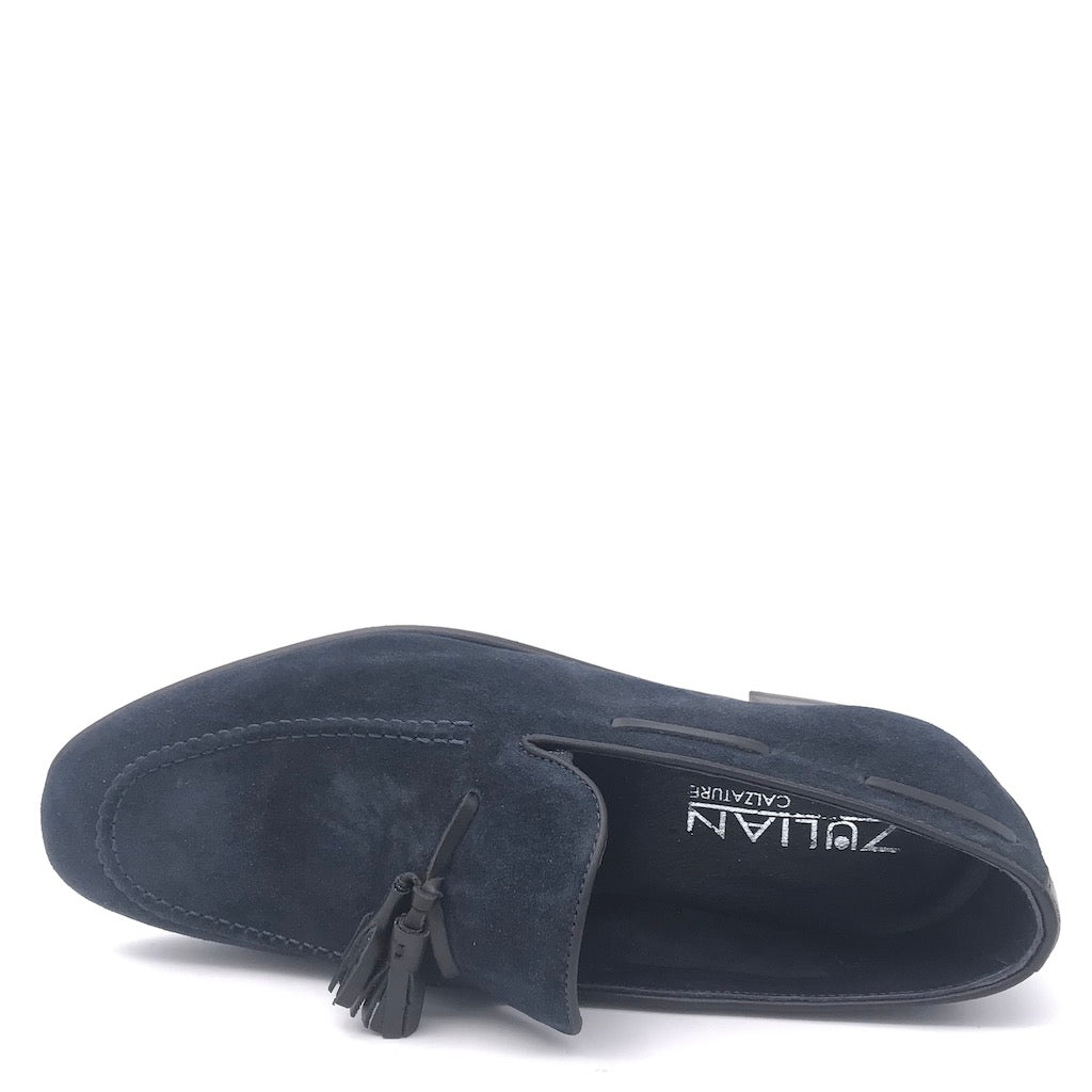 Zulian Calzature Mocassino Nappine In Velour Blu