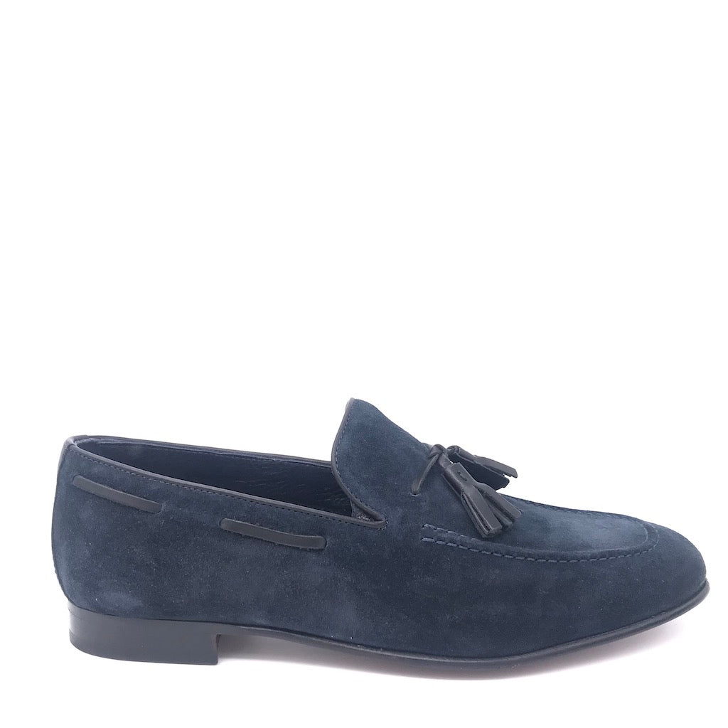 Zulian Calzature Mocassino nappine in velour blu