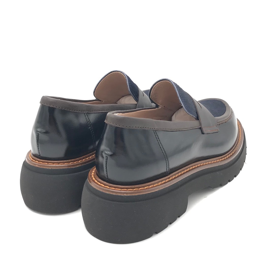 Zulian Calzature Mocassino Nero E Cavallino Blu