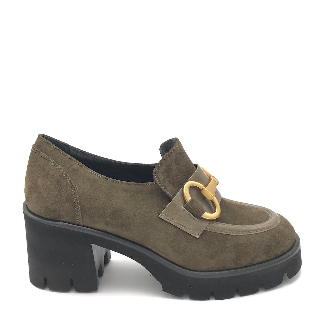 Zulian Calzature Mocassino velour oliva