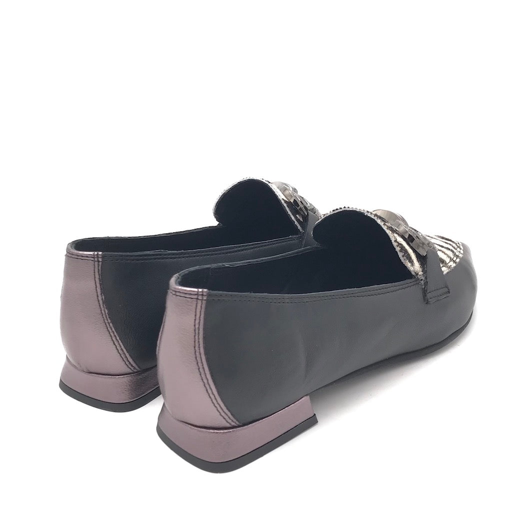 Zulian Calzature Mocassino Zebra Pelle Nera