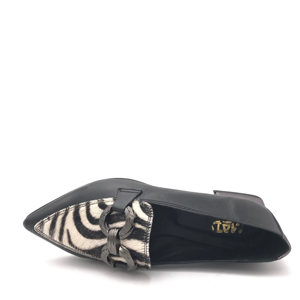 Zulian Calzature Mocassino Zebra Pelle Nera