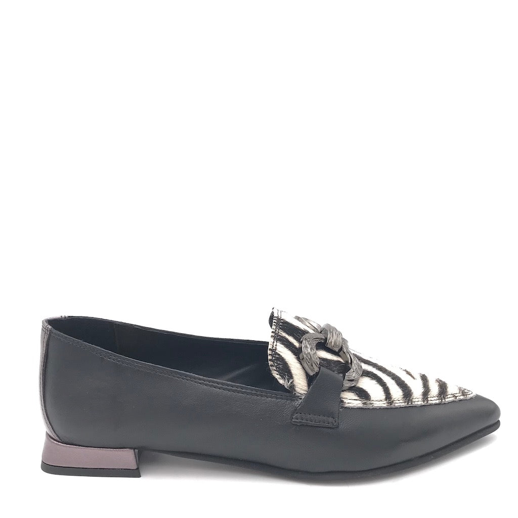 Zulian Calzature Mocassino zebra pelle nera