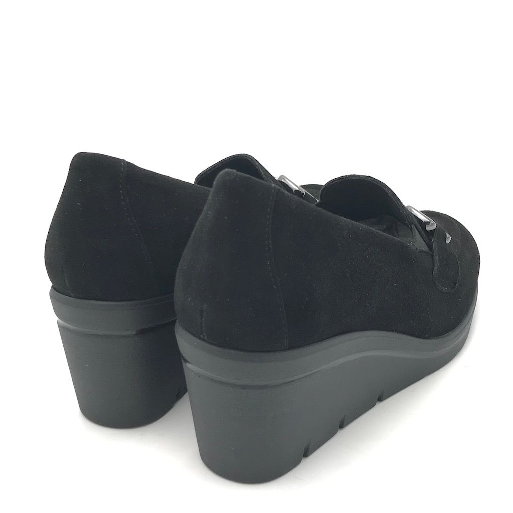 Zulian Calzature Mocassino Zeppa In Camoscio Nero