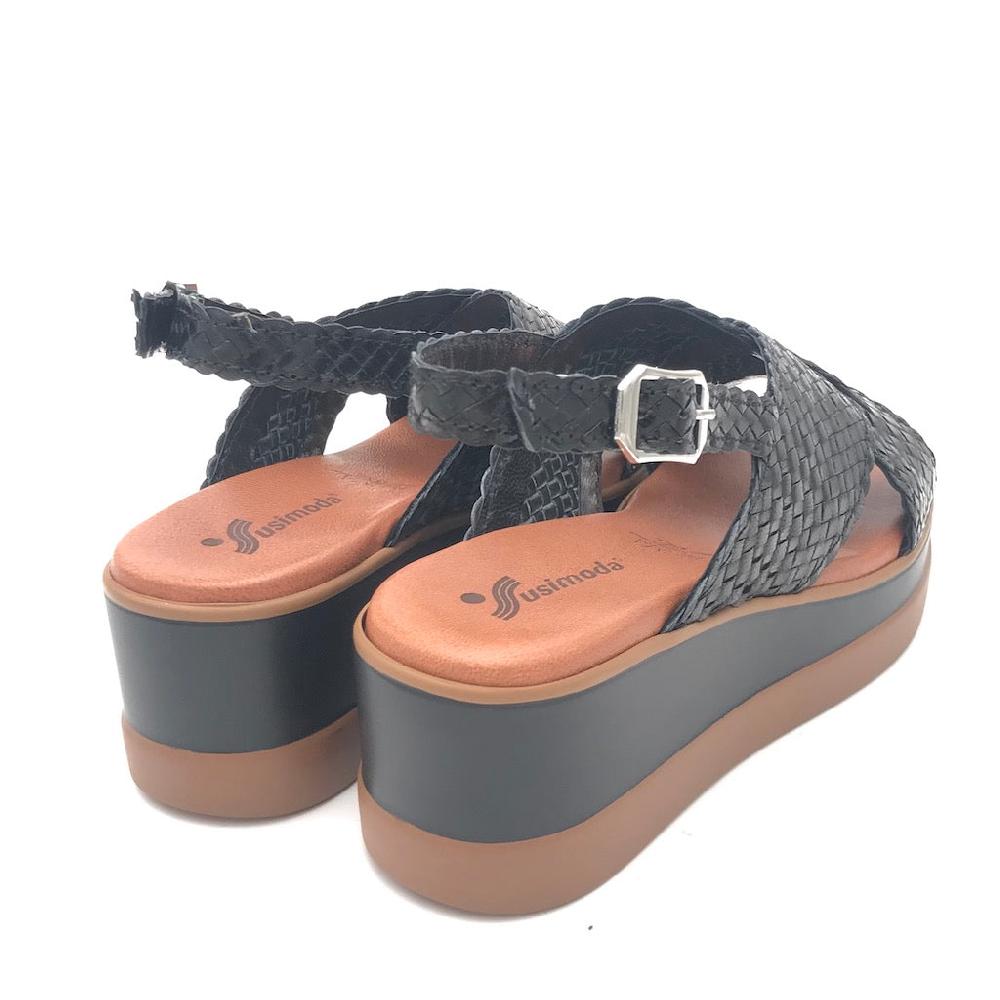 Zulian Calzature Sandalo Treccia Nero