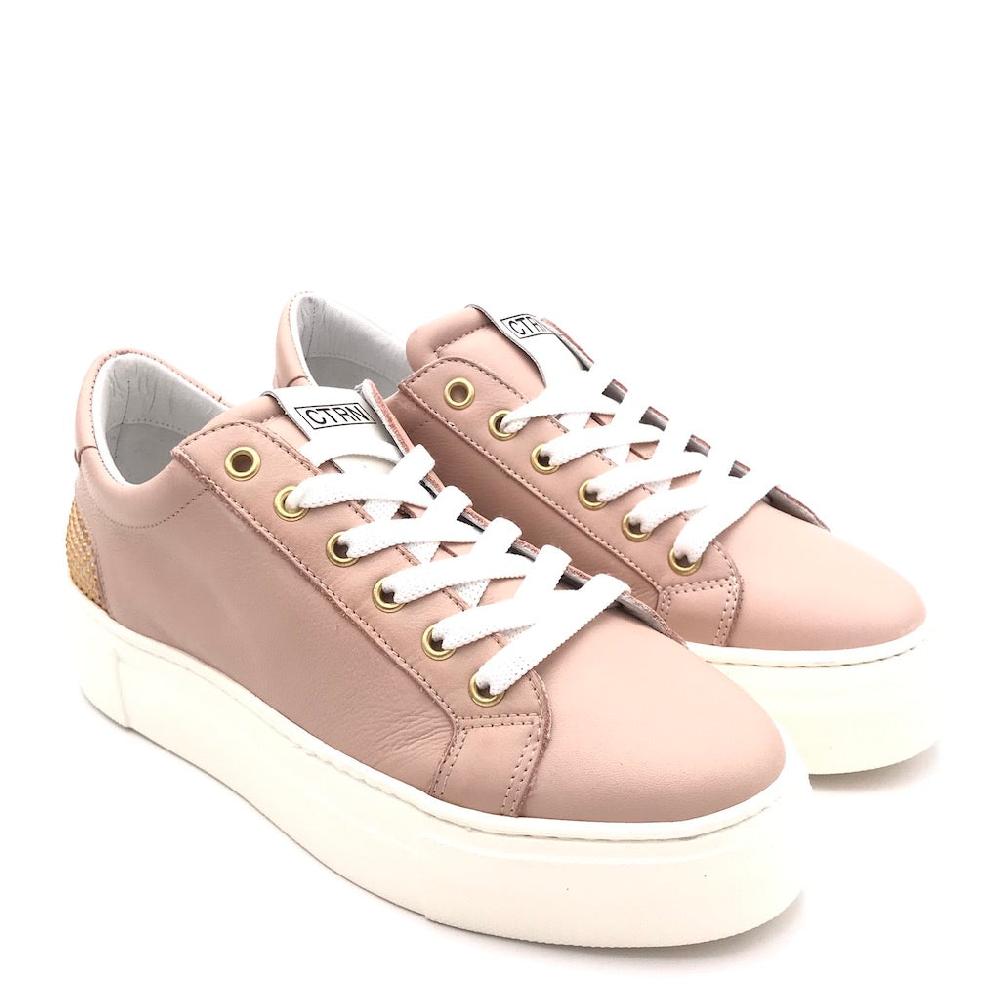 Zulian Calzature Sneakers In Pelle Rosa Cipria